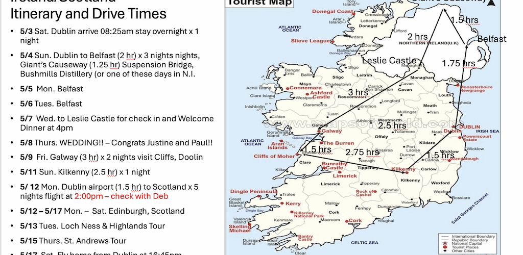 15 Days in Ireland, Northern Ireland and Scotland